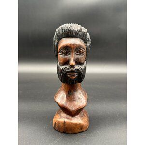 Africa Carved Wood Head Bust Sculpture Figure Tribal Art Man